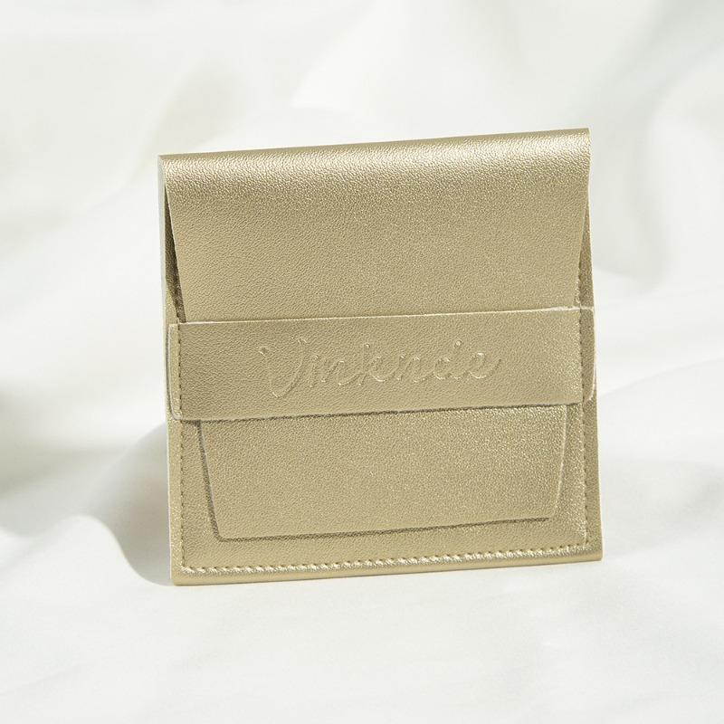 

Подарочный мешочек с откидной крышкой из искусственной кожи ПУ для упаковки ювелирных изделий, мешочек на кнопке, хранение ожерелий, колец Gold leather strip;8*8cm