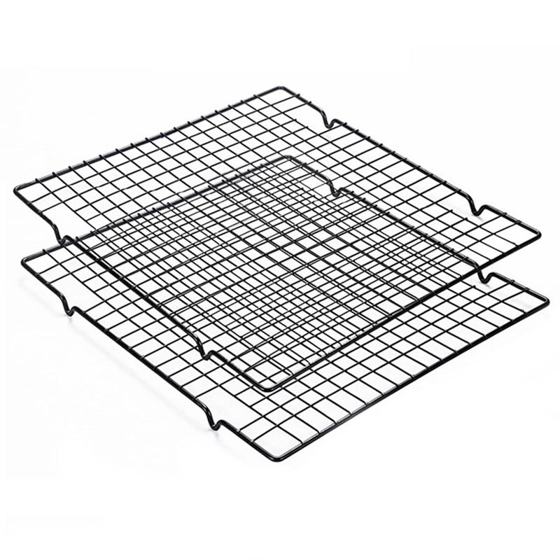 

2PCS Stainless Steel Cooling Rack Fits Baking Pan, Heavy Duty, Oven Safe For Roasting Cooking Grilling-B61B чёрный