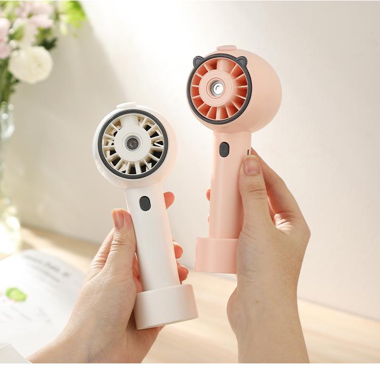 Cartoon Mini Handheld Humidifying Fan with USB Charging