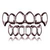 Eco-friendly Copper Hollow Teeth Grillz Top Bottom Set Anti Slip Teeth Jewelry  Rapper
