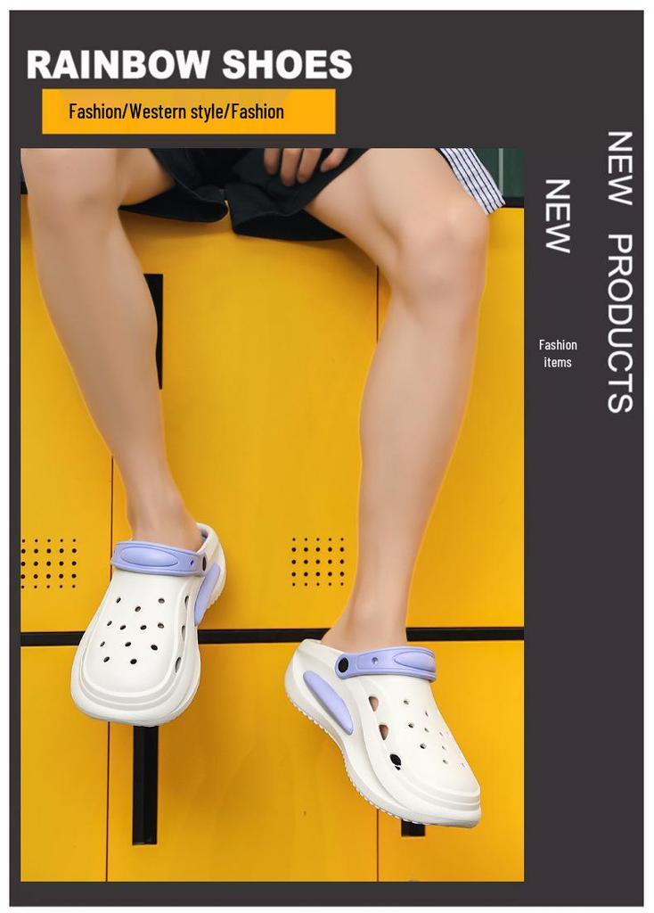 Summer Trendy EVA Squishy Hole Shoes: Soft, Non-Slip, Breathable, Two-Way Wear Beach Shoes for Couples