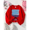 Girls' Soft Crewneck Sweatshirt, Blue Sea Sky Birds Pier Print Pattern with Cute Creative Print, Casual All-Match for Fall Winter