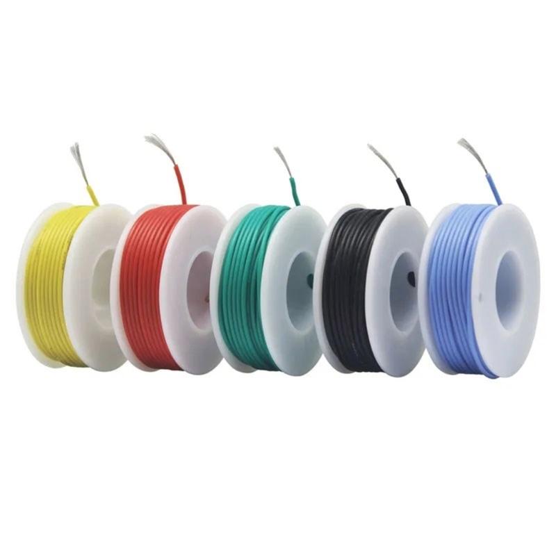 5 Spools Electrical Tinned Copper Wire Flexible Silicone Cable Suitable for Batteries and Electrical Connection