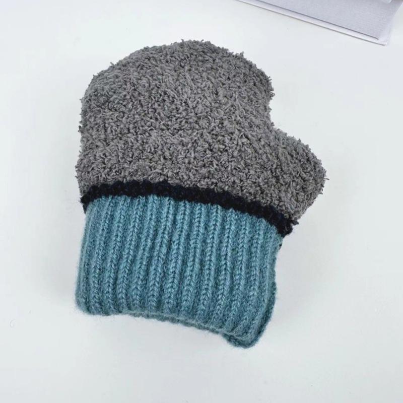 Warm Knitted Gloves for Men Winter Double Layer Thickened and Velvet for Cold Protection