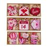 Charming Pink Wooden Love Heart Hanging Decorations For Valentine's Day Home Decor