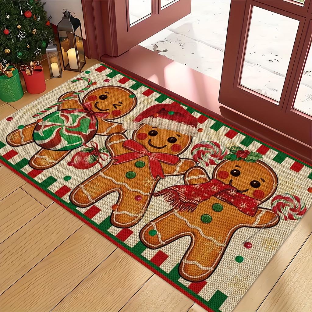 1Pcs Anti Fatigue Kitchen Rugs Merry Christmas Gingerbread Waterproof Non-Slip Thick Cushioned Kitchen Mat Heavy Duty Comfort Standing Mat for Kitchen