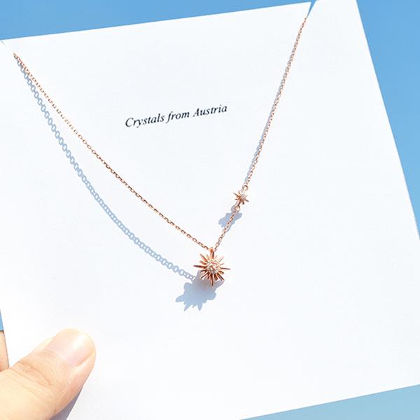 

925 Silver Best selling sun flower necklace light luxury simple sunflower flower collarbone chain girl birthday party gift белый