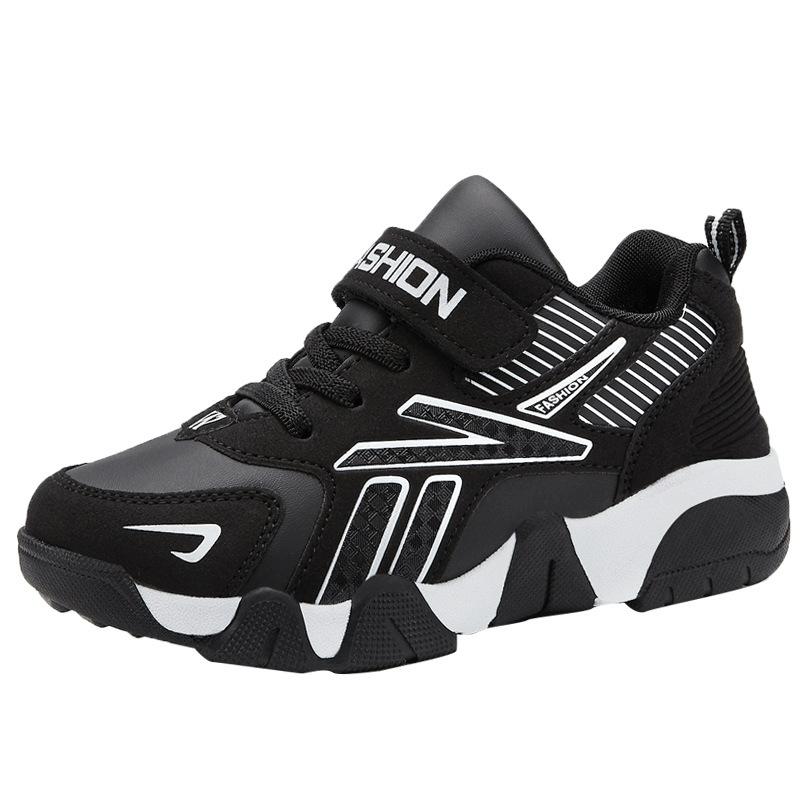 China Sports Shoes Direct Shoe Factory Manufacturer Walking Leather Surface Primary School Waterproof Sports Children Students Boys Help Anti-skid S
