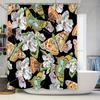 Bathroom Shower Curtain Waterproof Decorative Butterfly Floral Print for Home Decoration Size180x240cm (Black)