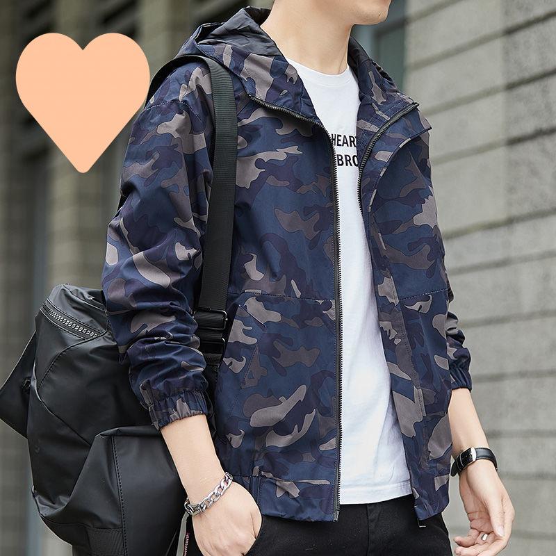 Jacket Men's Spring and Autumn Hooded Camouflage Men's Korean Style Autumn Trend Jacket Work Wear Functional Casual Autumn Top