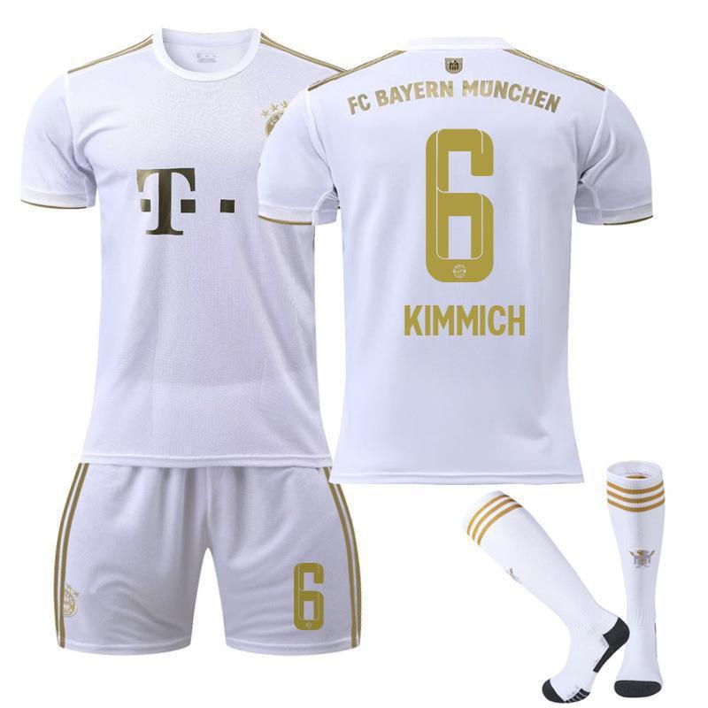 2223 Bayern Away White Nr. 17 Mane 4 Dericht 25 Muller Trikot Fußball Uniform Set Sportbekleidung