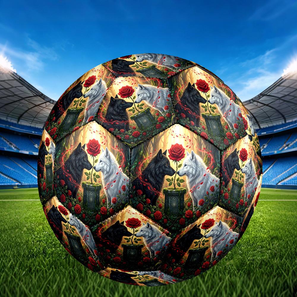 1pc Wolf Rose Fantasy Durable Size 5 Soccer Ball Professional Match Training Football Indoor &Outdoor Sports Ball p60181