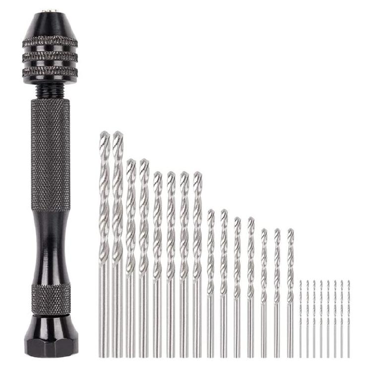 

26 Pieces Mini Alloy Hand Drill Set with 25 Pcs Precision Pin Vise Micro Bits 1