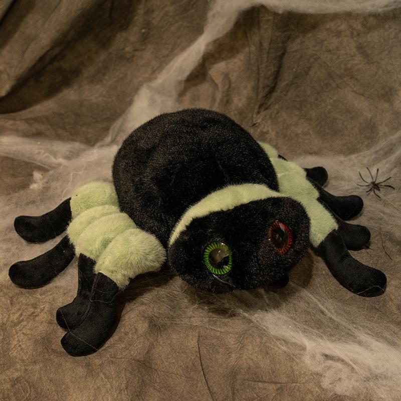 

Simulated Spider Doll Plush Toy Black Spider Doll Children s Soothing Ragdoll Halloween Gift 30cm（0.16kg） зелёный