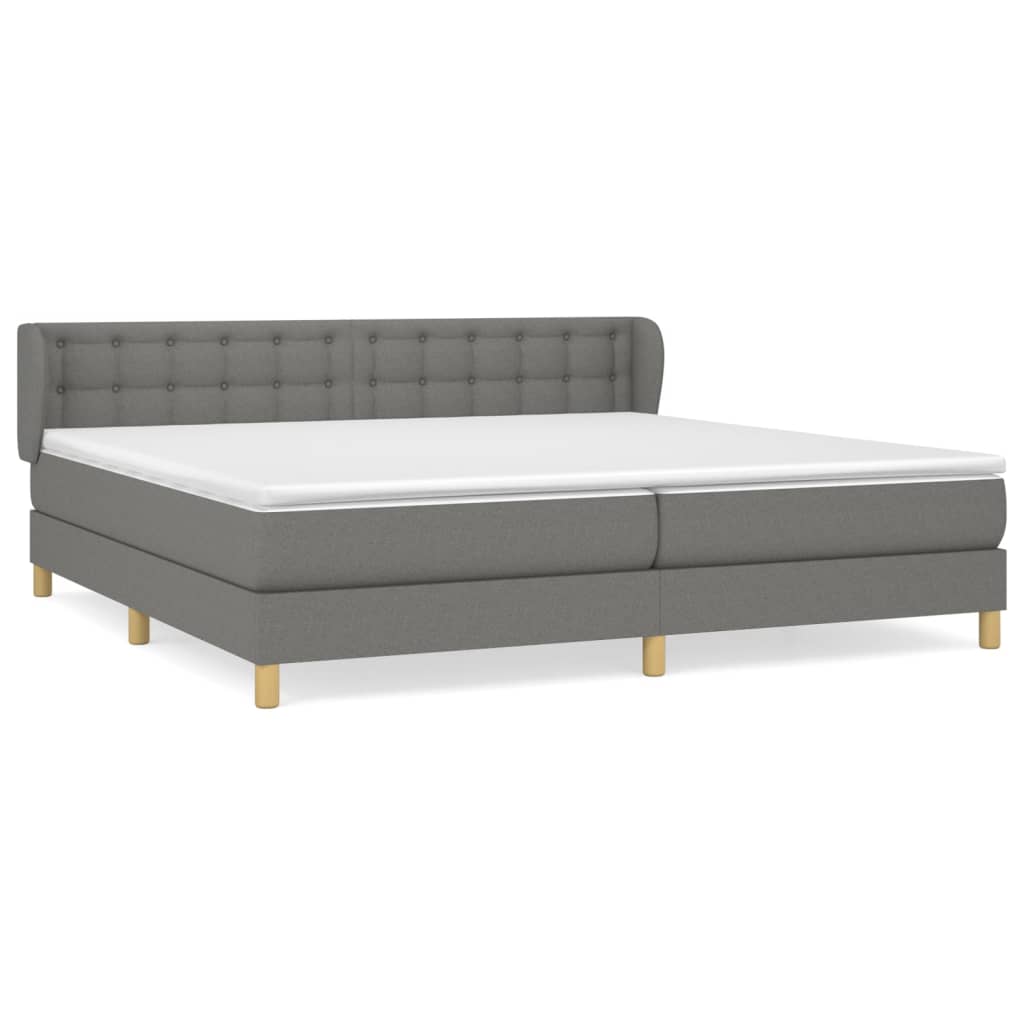 Box Spring Bed with Mattress Dark Gray 200x200 cm Fabric