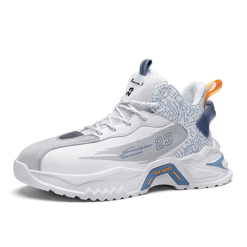 Autumn and Winter Foreign Trade Large Size New Warm Leather Dad Shoes Thick Sole Shock Absorption Non-slip Sports Running Shoes Trendy Shoes