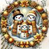 Snowman Family of Three Metal Wall Art 7.87x7.87 Inch Round Tin Sign Holiday Bar Cafe Decor
