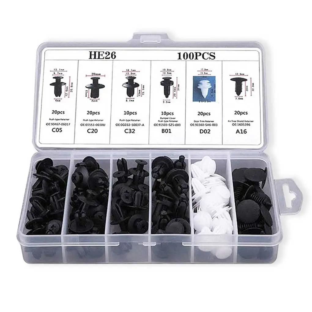 100pcs Auto Car Door Trim Panel Retainer Clips Fender Push Rivet Bumper Fastener Clips for Vehicle Body Panel Repair