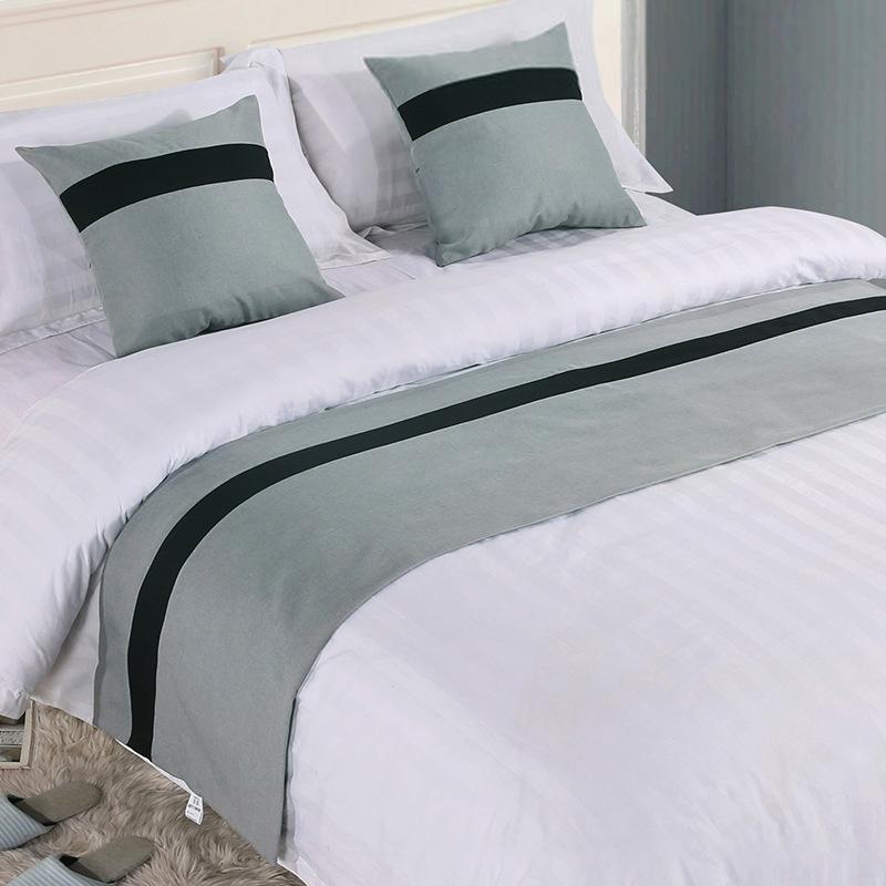 Nordic Style Simple Bed Flag Bed Runner With 2Pcs Pillowcase Home Hotel Wedding Decor Bed Spread Bedroom Decor Bed Tail Flag