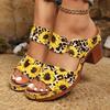 Women's Block Heeled Peep Toe Sandals - Stylish Slip On Heels for Going Out and Casual Summer Wear