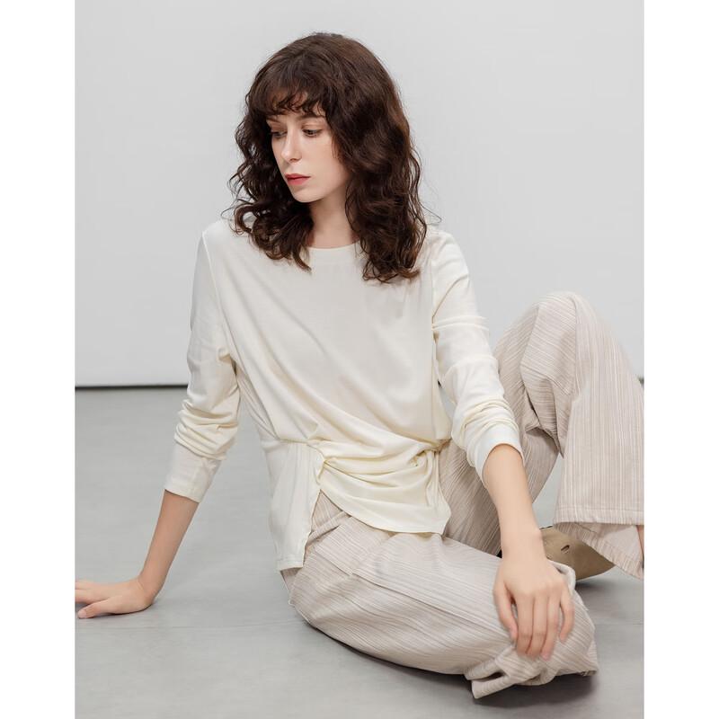 Women's Asymmetric Twist-Knot Lyocell Blend Long Sleeve Top