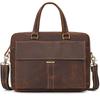 Men'S Leather Commuter Handbag 15 Inch Crazy Horse Leather Briefcase Shoulder Bag Cowhide Business Computer Bag