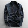 Camicia Casual in Lino da Uomo Primavera Stile Cinese Retrò Sottile Collo Alto Slim Cotone e Lino