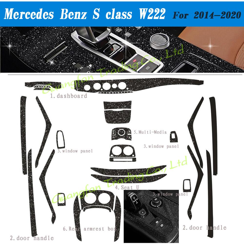 car-Styling 5D Carbon Fiber Car Interior Center Console Color Change Molding Stickers Decals For Benz S class W222 2014-