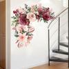 Elegantes Rot Rosa Pfingstrose Blume Wandsticker Selbstklebendes Abziehbild für Schlafzimmer Wohnzimmer Heim Wanddeko
