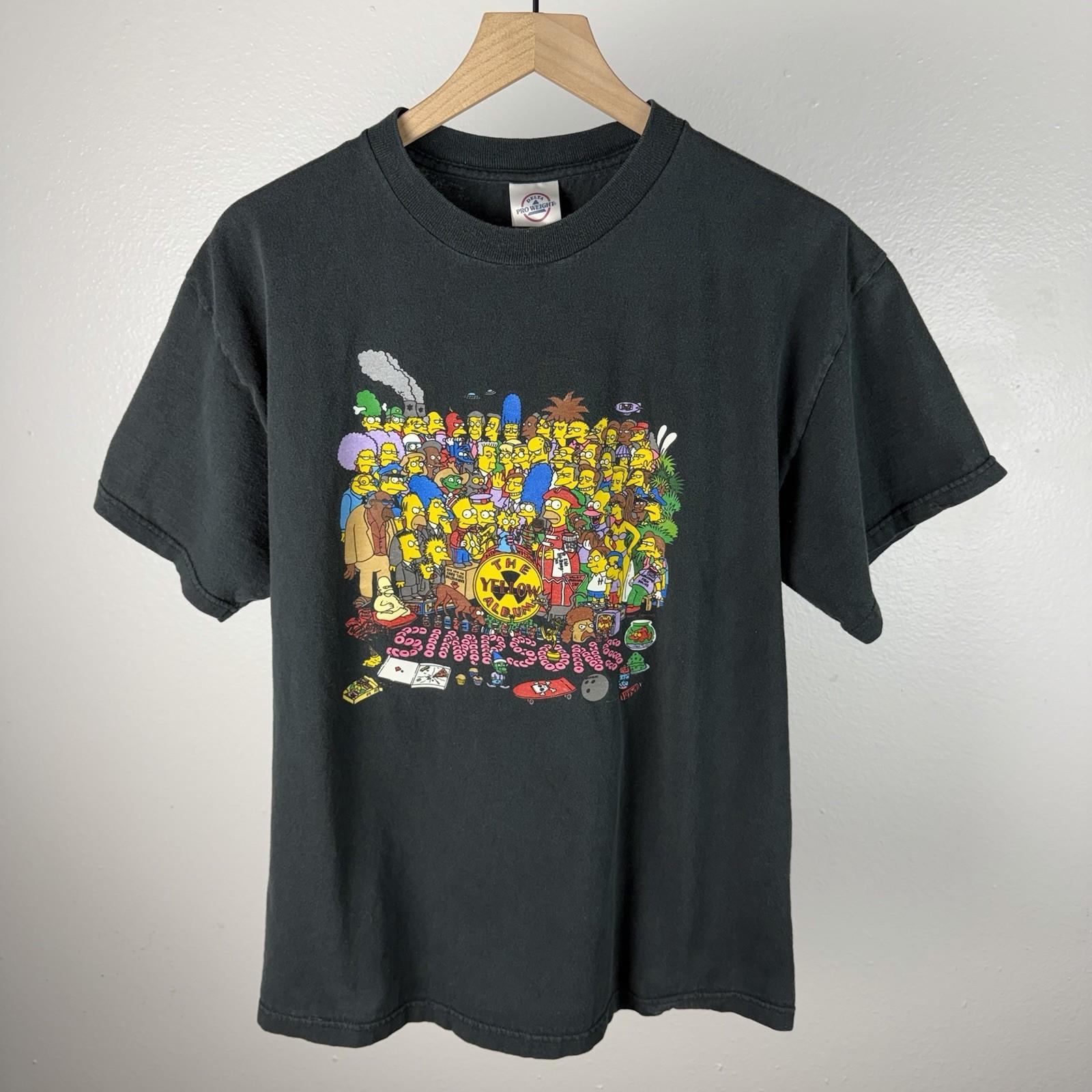 Vintage The Simpsons The Yellow Album Homer Bart Lisa Black T Shirt Size Large Unisex T-Shirt L