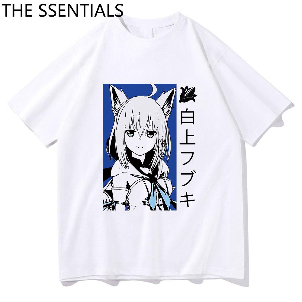 Hololive VTuber T-skjorte Unisex Harajuku tegneserie-grafikk-t-skjorter Unisex-tilfeldig bomullst-skjorte Herre Anime Kawaii Shirakami Fubuki T-skjorte