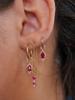 3PCS Retro Palace Rose Red Synthetic Zircon Inlaid Fashion Personalized Water Drop Earrings with Tassel Chain Earrings