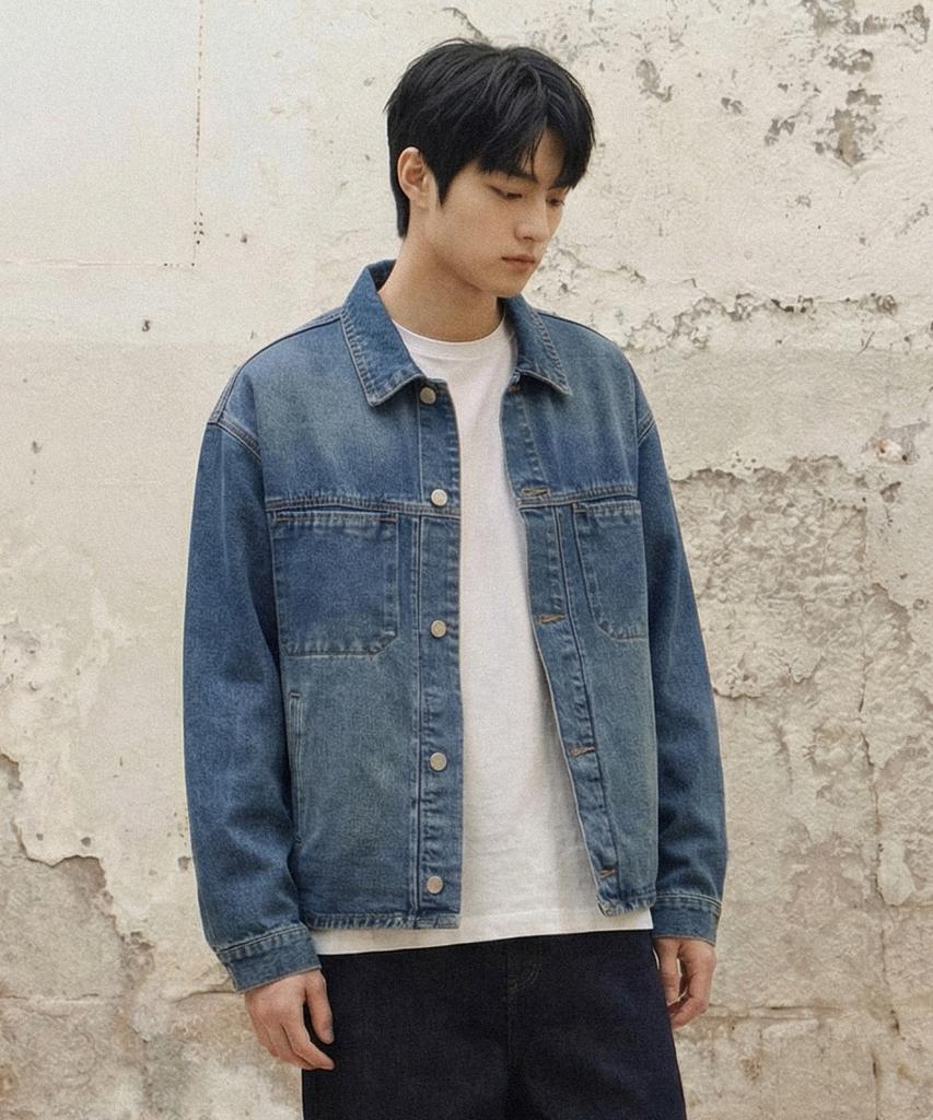 Agod Stone Washed Crop Denim Jacket [Indigo]