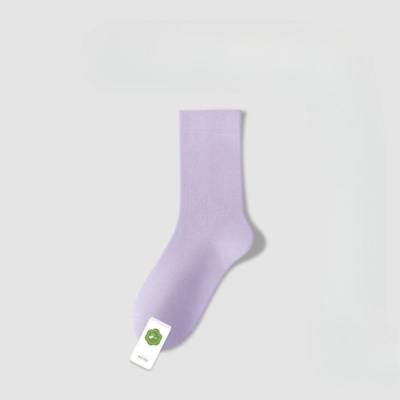 Female Spring and Autumn Pure Cotton Deodorant Boneless Moon Son Tube Stack Socks