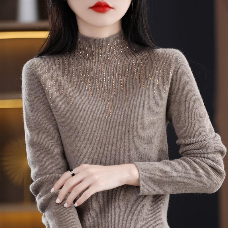Women's Cashmere Sweater Qinghe Cashmere 30% Cashmere 70% Wool Women's Autumn and Winter Cashmere Pullover Soft and Warm