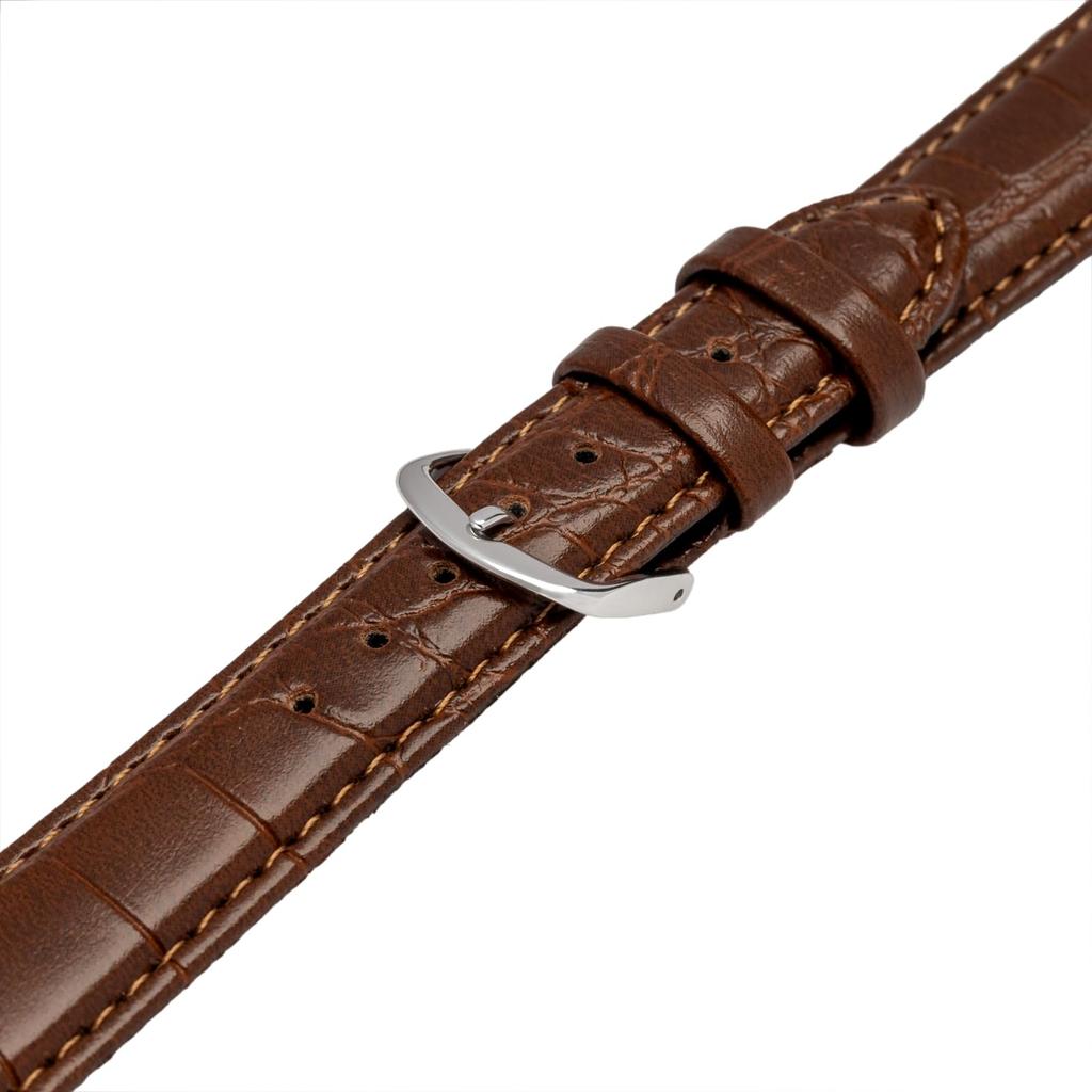 [Clefer] Watch Strap 12mm Leather Synthetic Leather Embossed Crocodile Strap Easy to Use Tool Included Brown L-11 BL-PE031-12 PU Leather
