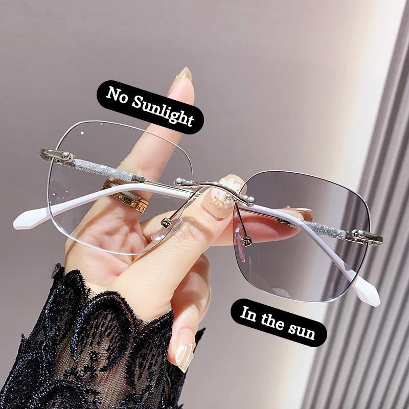 Fashion Sunglasses Oversized Square Frameless Photochromic Uv Protection Men Women Retro Chic Glasses Fashion Accessories