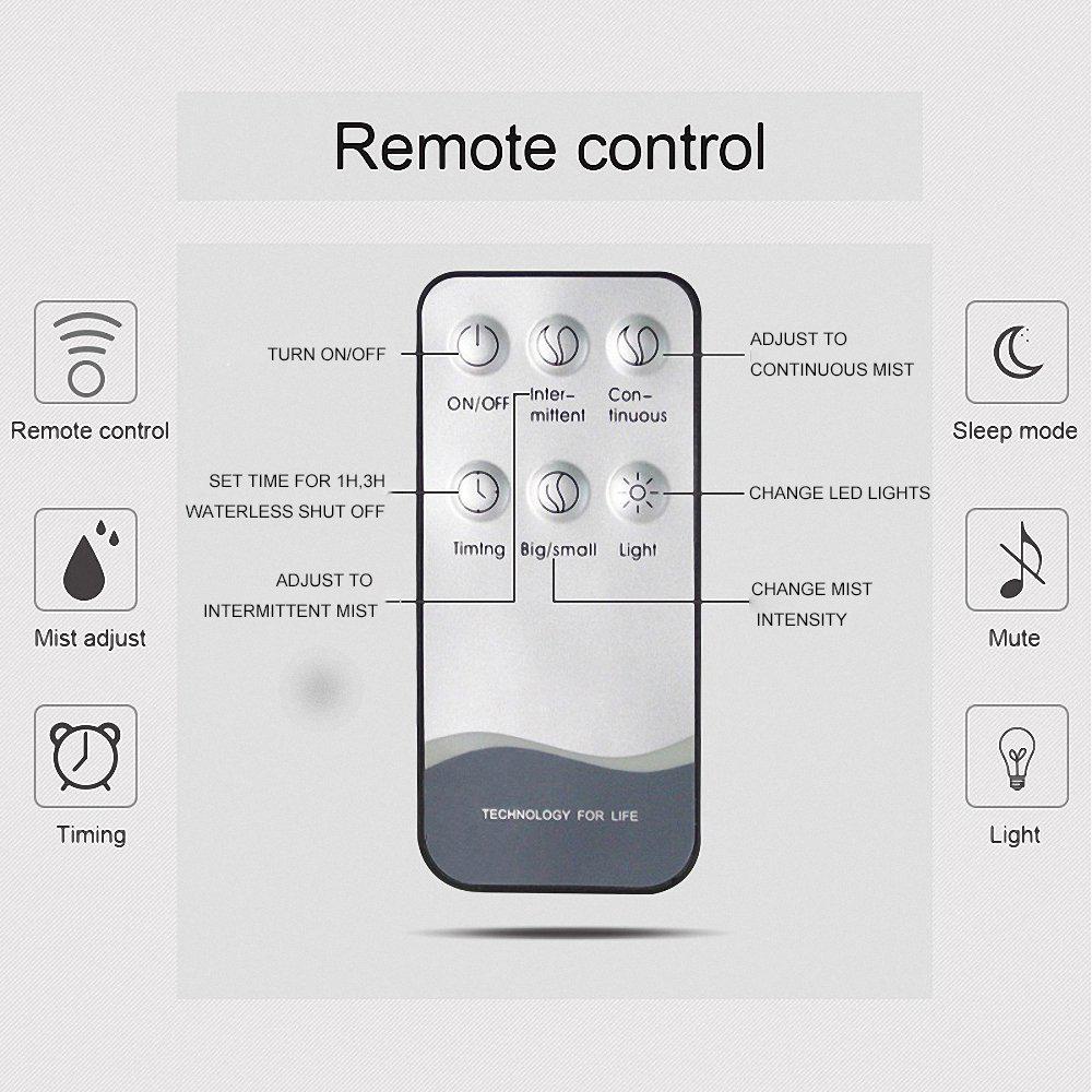 Umidificator de aer pentru casă cu telecomandă, difuzor de uleiuri esențiale pentru aromoterapie, difuzor electric de aromă cu ultrasunete de mare capacitate, 550 ml