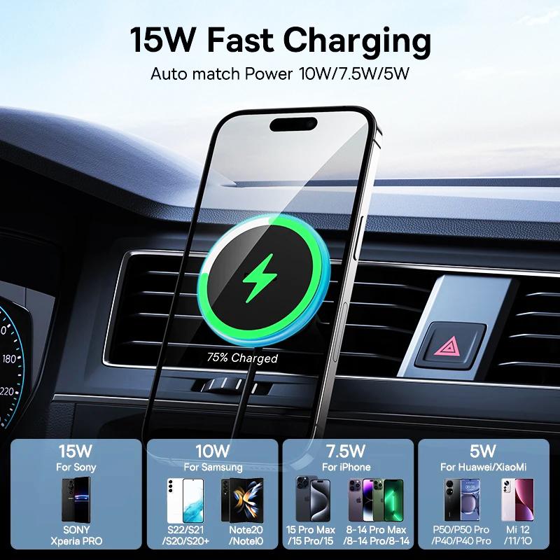 ZATR1 For Mazda 6 Atenza 2016 2017 2018 Magnetic Car Phone Holder 15W Wireless Charging Phone Stand MagSafe Base