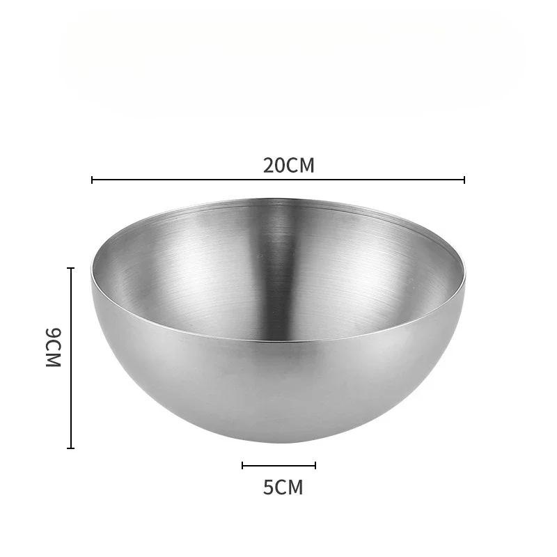 

2025 Hot 20CM Stainless Steel Gold And Silver Salad Bowl Rice Noodles Lamian Noodles Bowl Kitchen Tableware Food Container 20cm