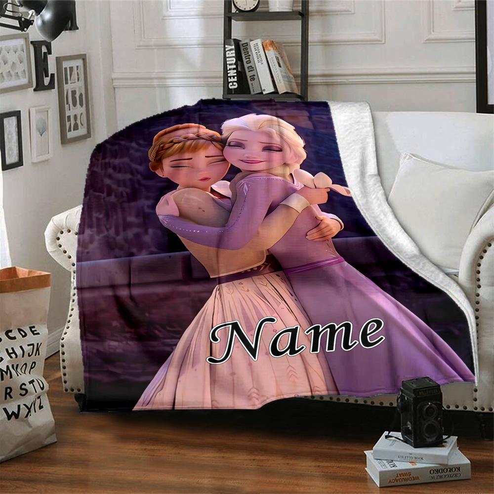 Custom Name Elsa'S Winter Fantasy Party Blanket For Couch Bed Plush Cozy Fuzzy Blanket Super Soft Warm Blankets For Fall And Winter 091665