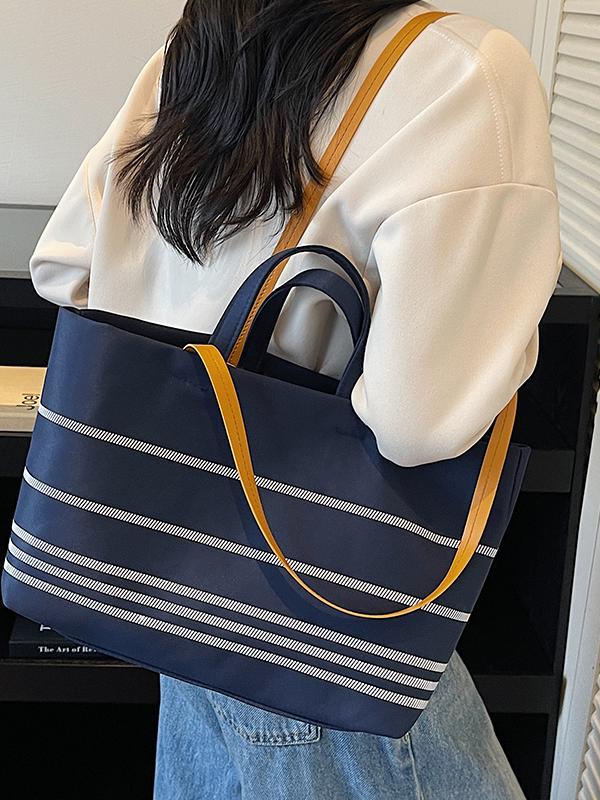Women's Striped Canvas Shoulder Bag - 2025 Fashion Style, Original Design, Casual Crossbody Handbag