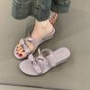Slope heel gentle evening breeze flip-flops summer 2025 French temperament elegant bow purple with skirt sandals
