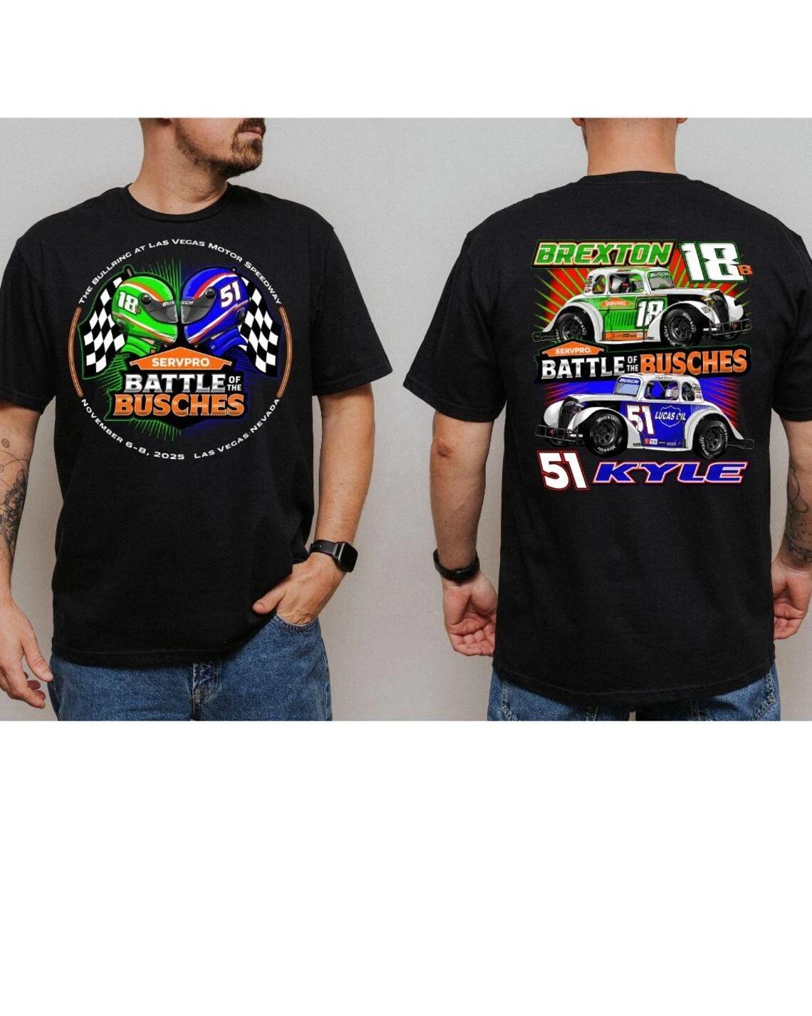 Battle of the Busches T-Shirt Servpro Kyle Brexton Racing Helmet Tee M