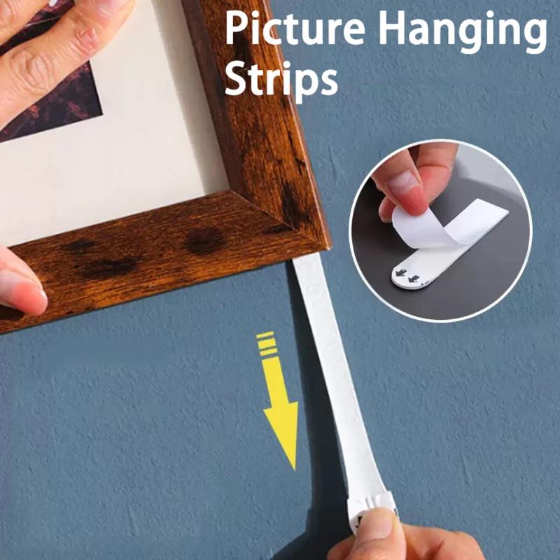 48PC Picture Hanging Strips L Size Image Hanger Adhesive No Nails No Damage Supplementary Adhesive Poster Frame Installation