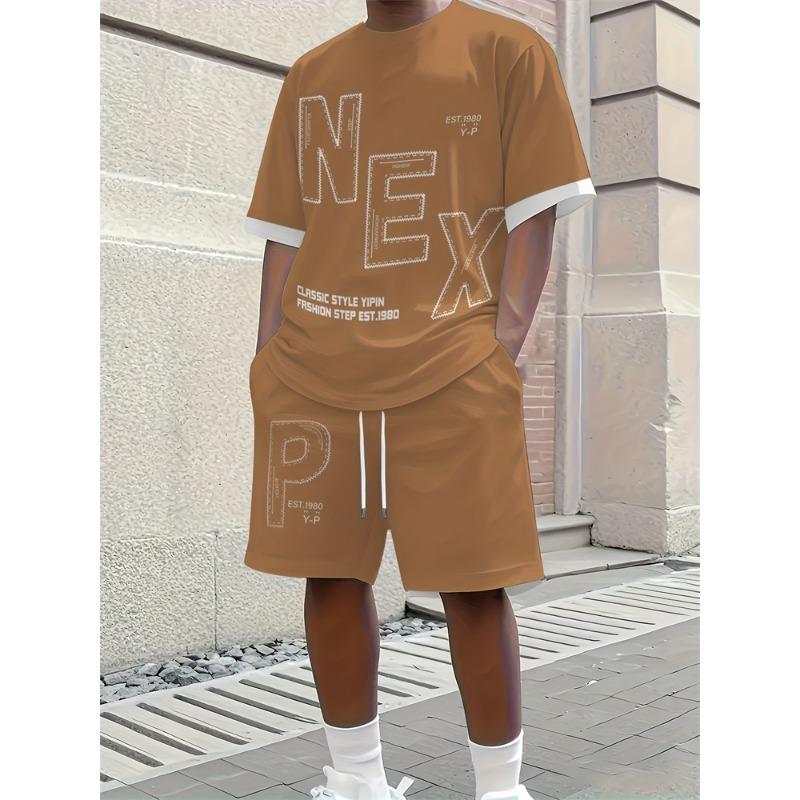 Casual Men's Short-sleeved And Short-shorts Sets, Urban Street Fashion Versatile Men's Tops And Shorts