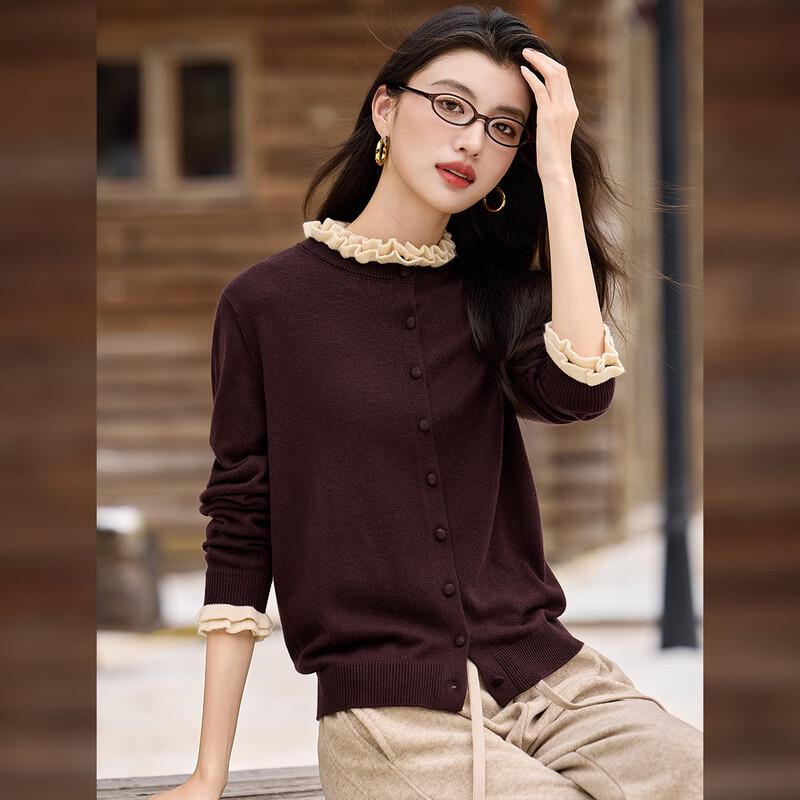 Women's Elegant Ruffle Trim Knitted Sweater