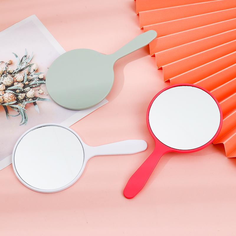 Petit miroir circulaire Miroir de maquillage à main Pour le maquillage des femmes Surface de miroir haute définition Couleurs multiples