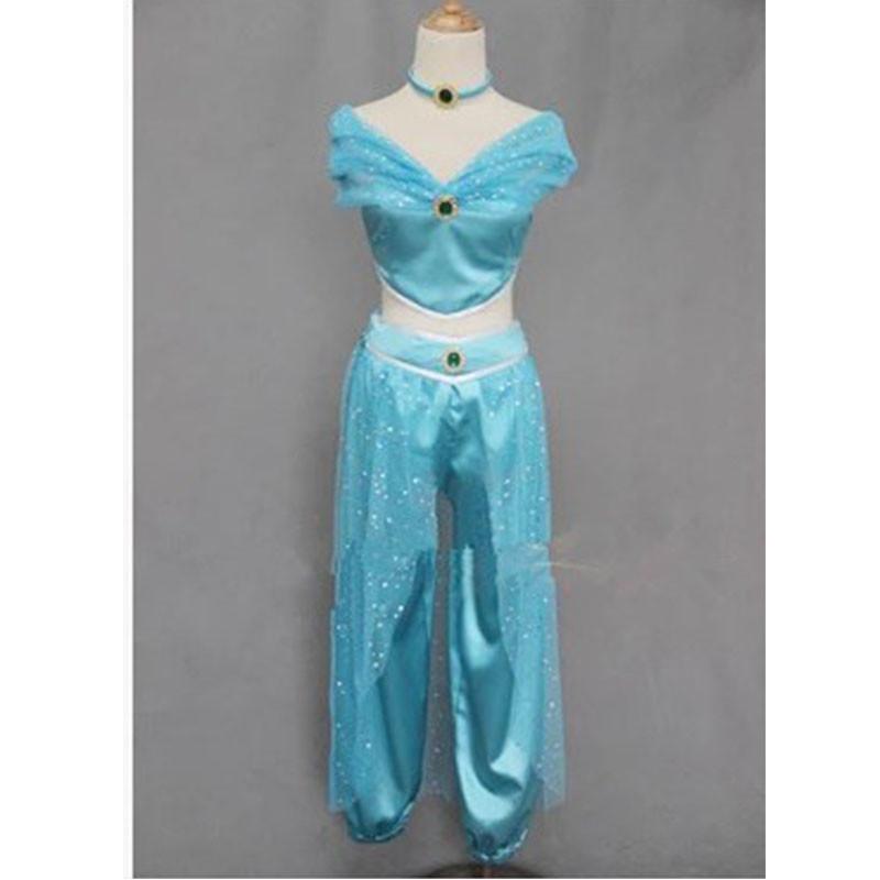 Enchanting Aladdin Jasmine Princess Genie Cosplay Costume For Magical Dress Up Adult,S