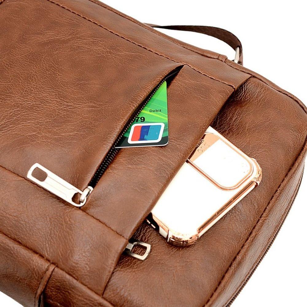 Men's Business Crossbody Shoulder Bag Utility Faux Leather Messenger Bag and Handbag